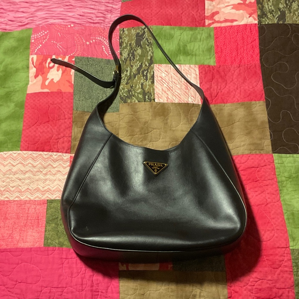 Prada Black Leather Hobo Bag